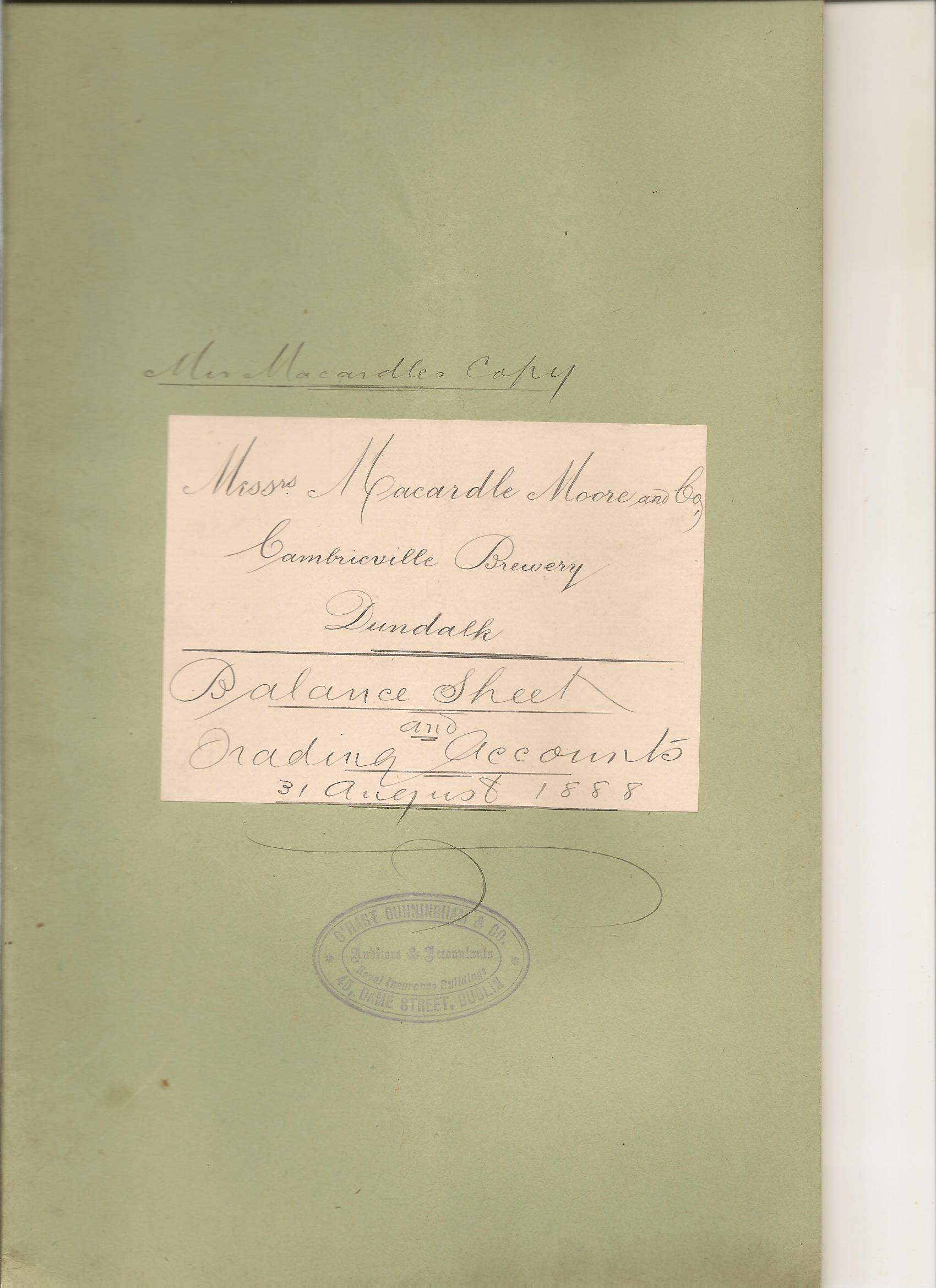 Macardle Moore - Accounts - Aug - 1888